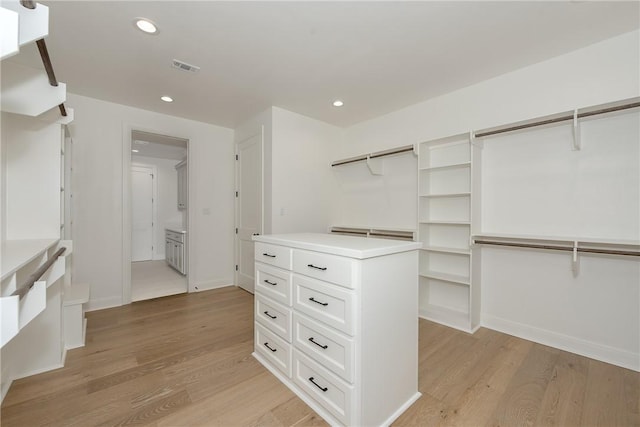 spacious closet with light wood-type flooring