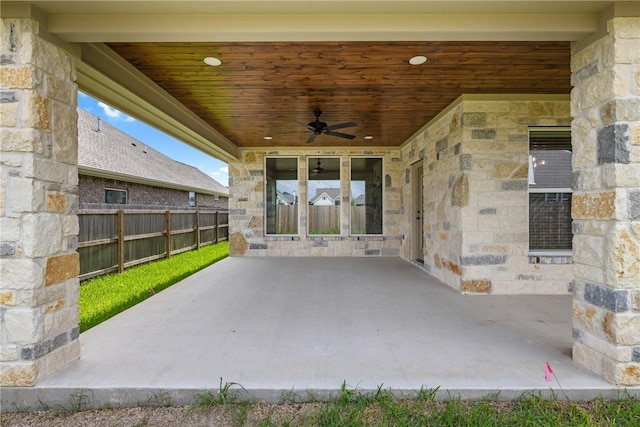 2906 Spector Dr, Bryan, TX 77808 - view of patio / terrace with fence and a ceiling fan