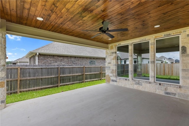 2906 Spector Dr, Bryan, TX 77808 - view of patio with ceiling fan and a fenced backyard