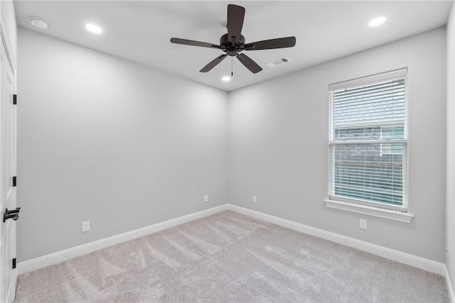 2906 Spector Dr, Bryan, TX 77808 - empty room featuring baseboards, visible vents, ceiling fan, and recessed lighting