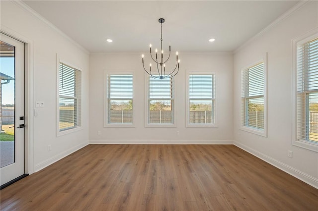 unfurnished sunroom with a chandelier