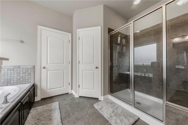 2609 Kimbolton Dr, College Station, TX 77845 - full bath with a shower stall, tile patterned floors, and baseboards