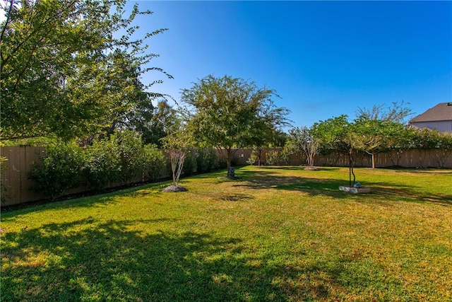 view of yard featuring a fenced backyard