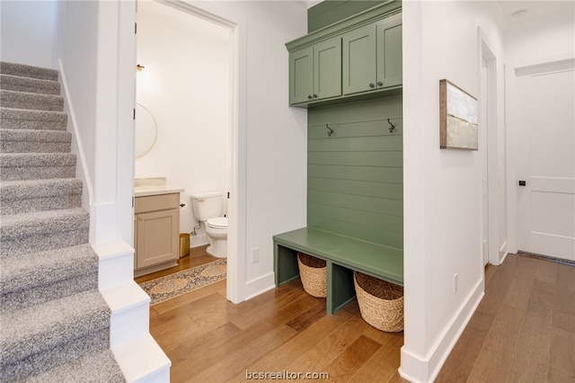 mudroom featuring light hardwood / wood-style flooring