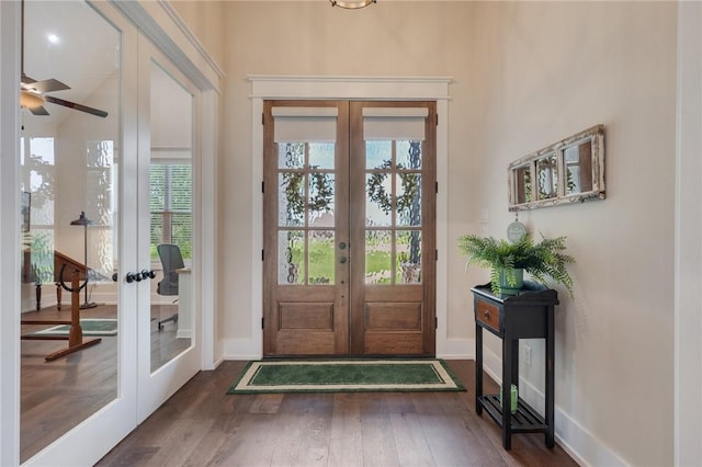 5026 Yellow Tanager Ct, College Station, TX 77845 - entryway with french doors, wood finished floors, and baseboards