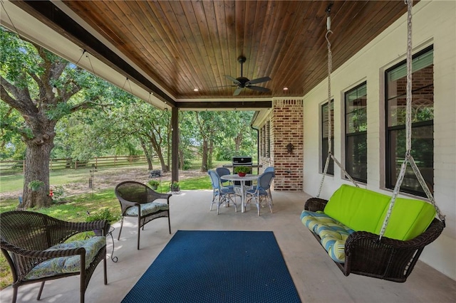 5026 Yellow Tanager Ct, College Station, TX 77845 - view of patio / terrace with an outdoor hangout area, outdoor dining space, and a ceiling fan