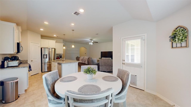 1924 Cartwright St, Bryan, TX 77807 - dining area featuring a ceiling fan and recessed lighting