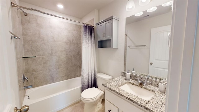 1924 Cartwright St, Bryan, TX 77807 - bathroom with shower / bath combination with curtain, vanity, and toilet