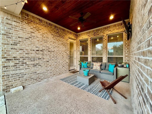 3204 Ashville Path, Bryan, TX 77808 - view of patio / terrace featuring a ceiling fan and an outdoor living space