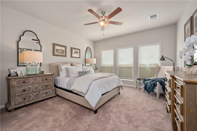 bedroom featuring carpet floors and ceiling fan