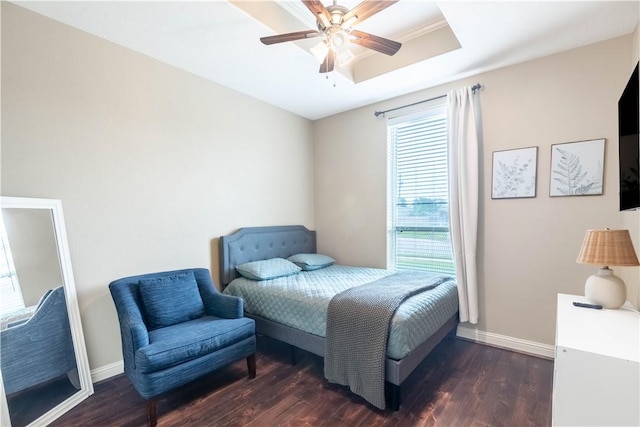 3089 Peterson Cir, Bryan, TX 77802 - bedroom with wood finished floors, baseboards, and ceiling fan