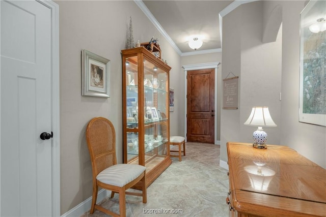 interior space with crown molding