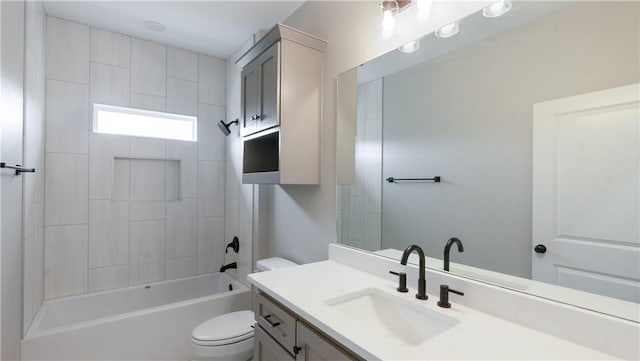 full bathroom with vanity, toilet, and shower / bathing tub combination