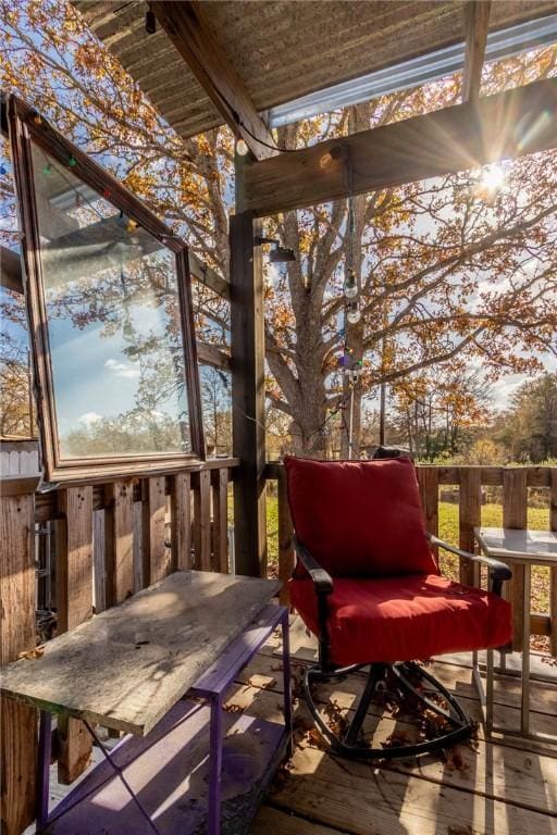 wooden deck with outdoor dining space