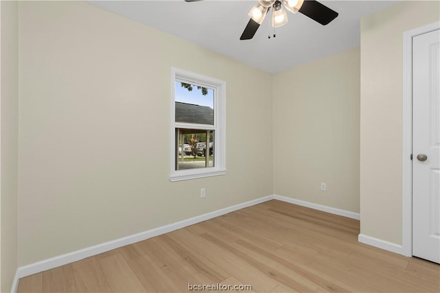 interior space with light hardwood / wood-style flooring and ceiling fan