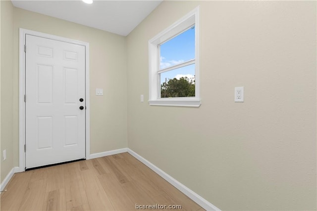 doorway to outside featuring light hardwood / wood-style floors