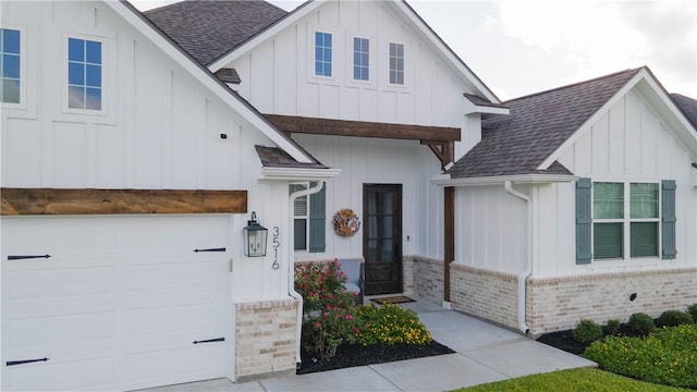 modern farmhouse with a garage