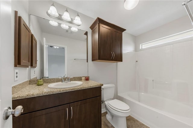 2031 Positano Loop, Bryan, TX 77808 - bathroom featuring vanity, toilet, shower / bath combination, and tile patterned floors