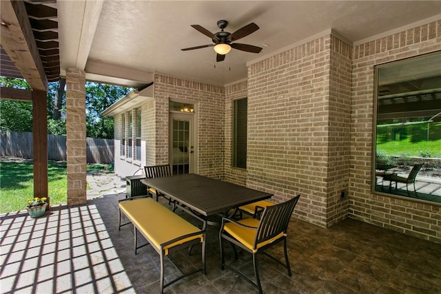 view of patio / terrace with ceiling fan