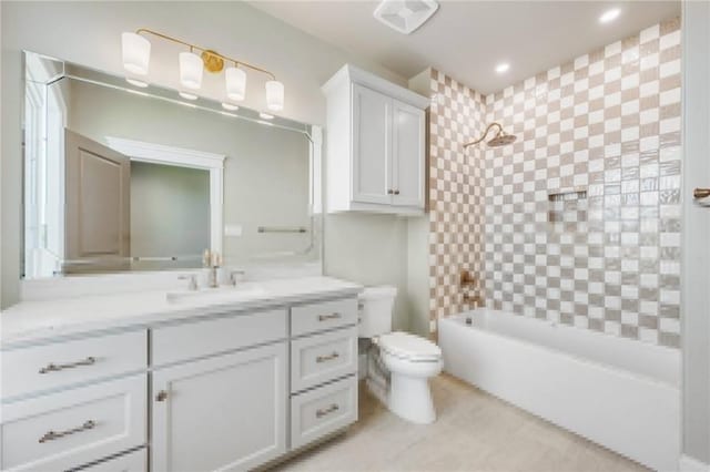 4724 Concordia Dr, Bryan, TX 77802 - full bath featuring vanity, recessed lighting,  shower combination, and toilet