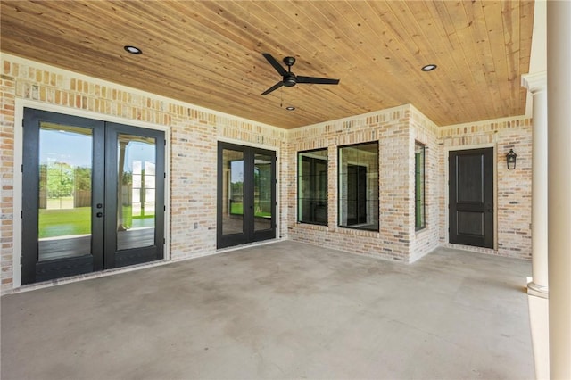 4724 Concordia Dr, Bryan, TX 77802 - view of patio featuring a ceiling fan and french doors