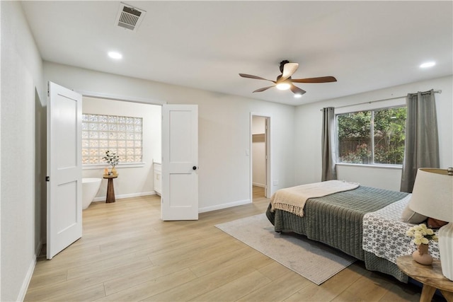 3012 Monument Dr, Round Rock, TX 78681 - bedroom featuring light wood-type flooring, recessed lighting, and ceiling fan