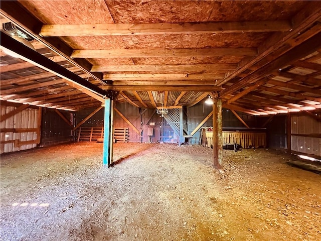 view of unfinished attic