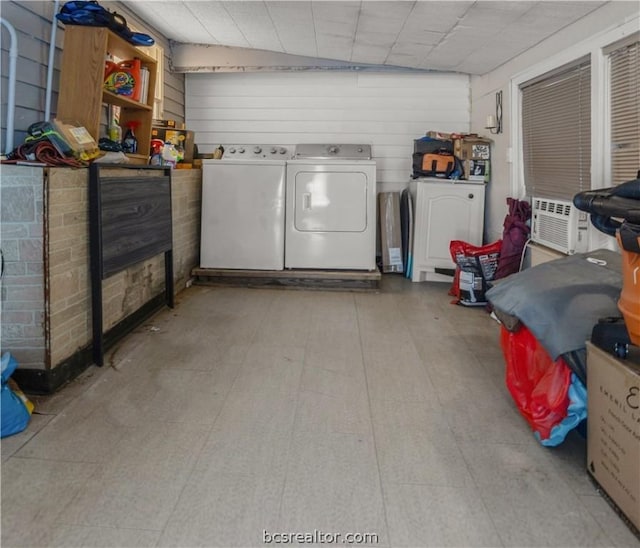 clothes washing area with cooling unit and washing machine and clothes dryer