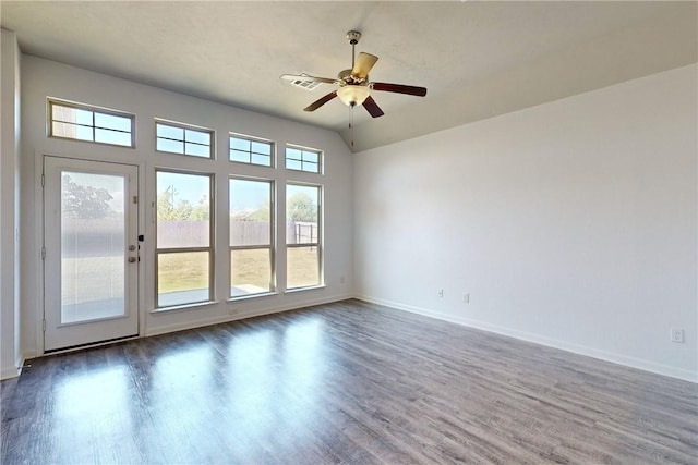 2038 Sorrento Ct, Bryan, TX 77808 - spare room featuring ceiling fan and dark hardwood / wood-style flooring