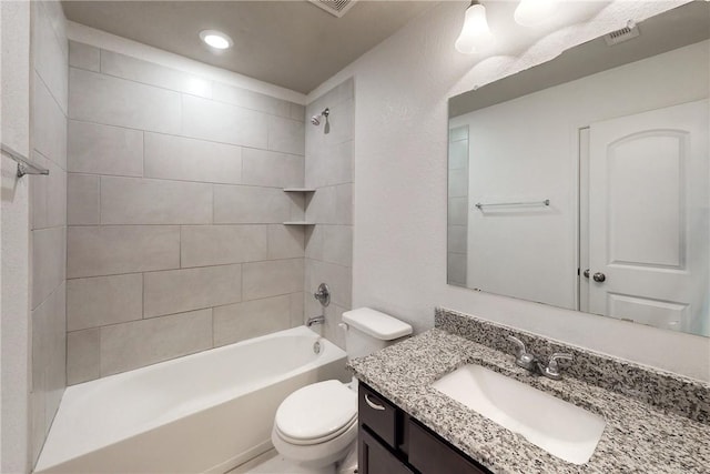 2038 Sorrento Ct, Bryan, TX 77808 - full bathroom with vanity, tiled shower / bath combo, and toilet