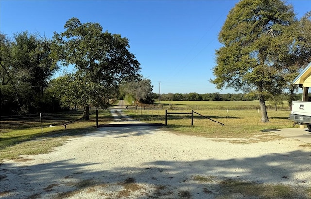 view of road featuring a rural view