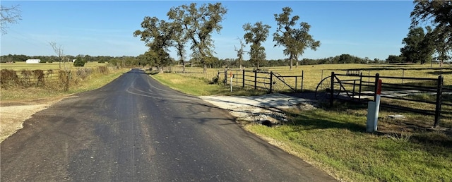 view of street featuring a rural view