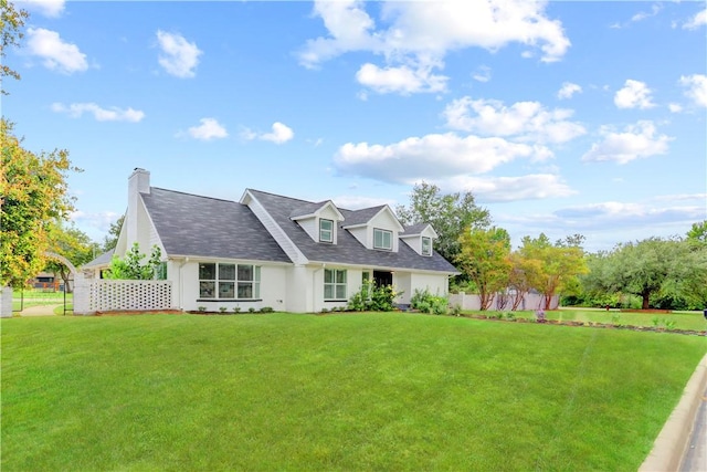 cape cod-style house with a front lawn