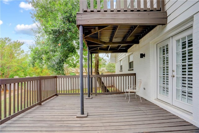 wooden terrace with french doors