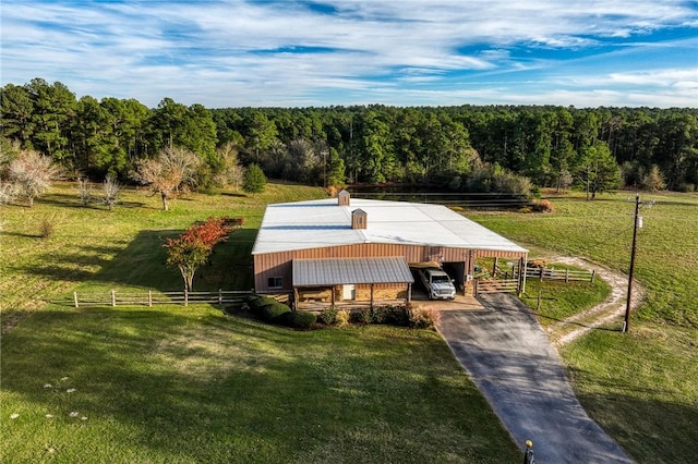 bird's eye view with a rural view