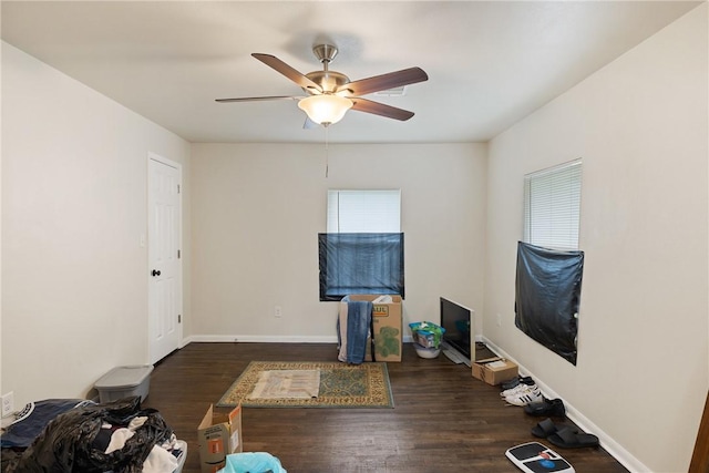 104 N Randolph Ave, Bryan, TX 77803 - spare room with ceiling fan, wood finished floors, and baseboards