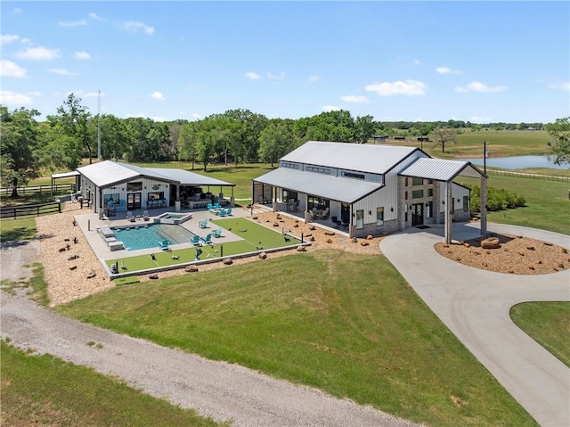 1923 County Road 202, Caldwell, TX 77836 - view from above of property with a pool area and a large body of water