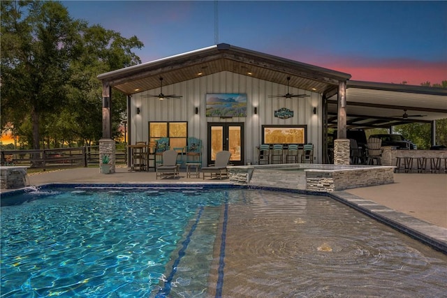 1923 County Road 202, Caldwell, TX 77836 - outdoor pool featuring ceiling fan, fence, and a patio