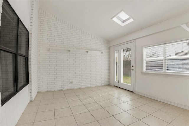 unfurnished sunroom featuring vaulted ceiling