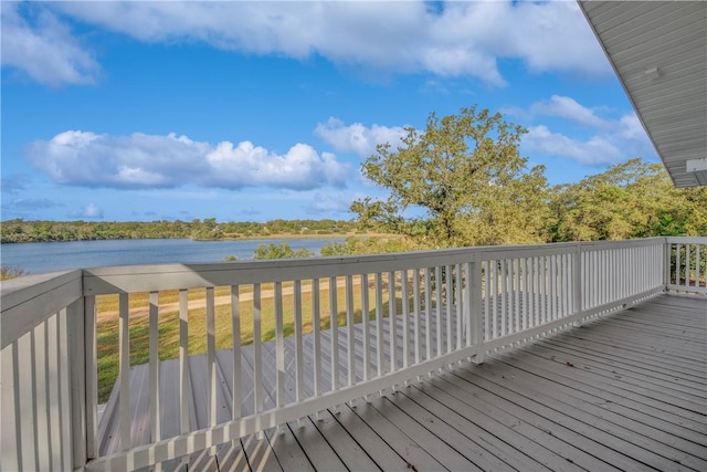 deck with a water view