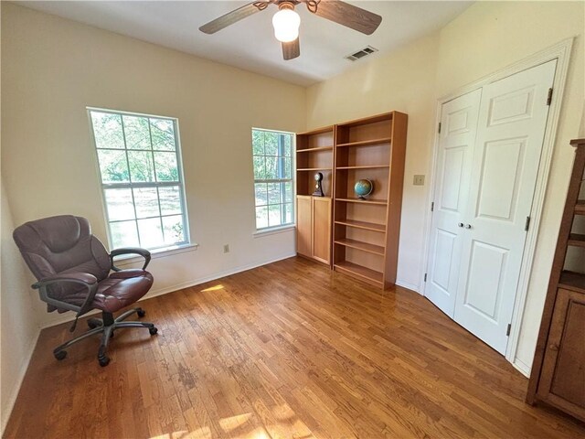 5270 Slippery Rock, Bryan, TX 77808 - living area featuring light wood-style flooring and ceiling fan