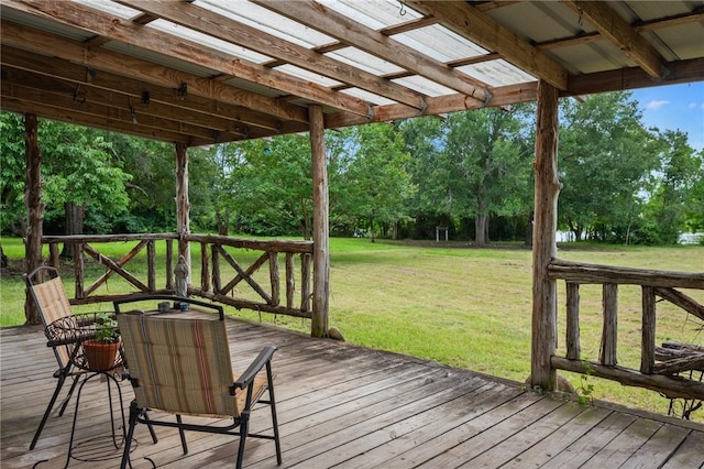 5270 Slippery Rock, Bryan, TX 77808 - wooden deck featuring view of scattered trees and a lawn