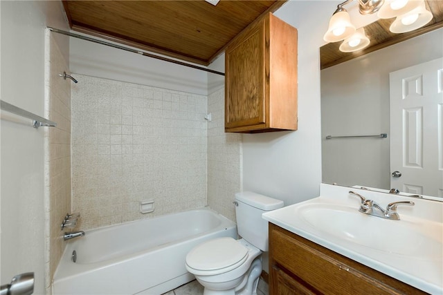 full bathroom featuring vanity, toilet, and tiled shower / bath