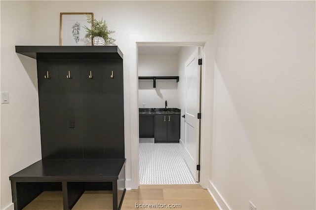 mudroom featuring light hardwood / wood-style floors