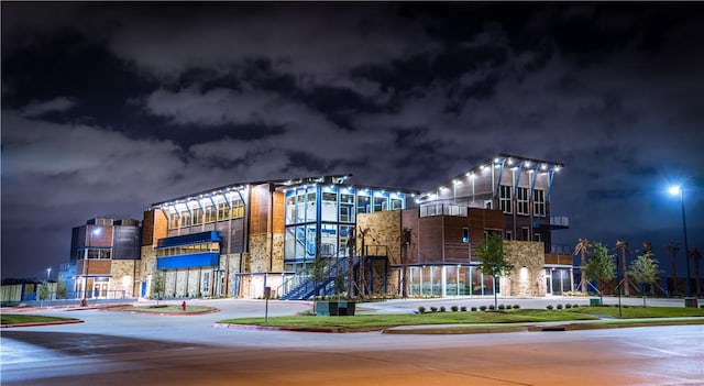 view of property at night