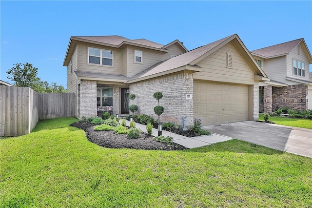 317 Riverwood Village Ln, Sealy, TX 77474 - traditional-style home featuring an attached garage, driveway, and brick siding