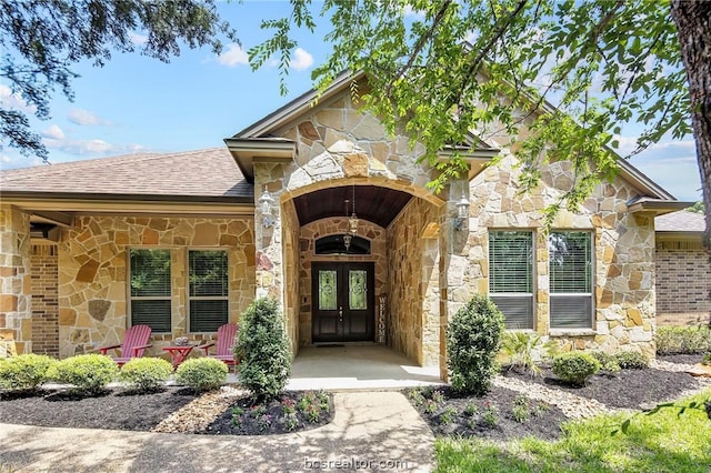 property entrance with french doors