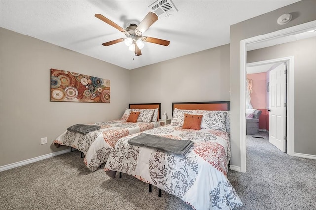 bedroom with carpet flooring and ceiling fan