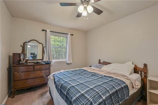 bedroom featuring carpet and ceiling fan