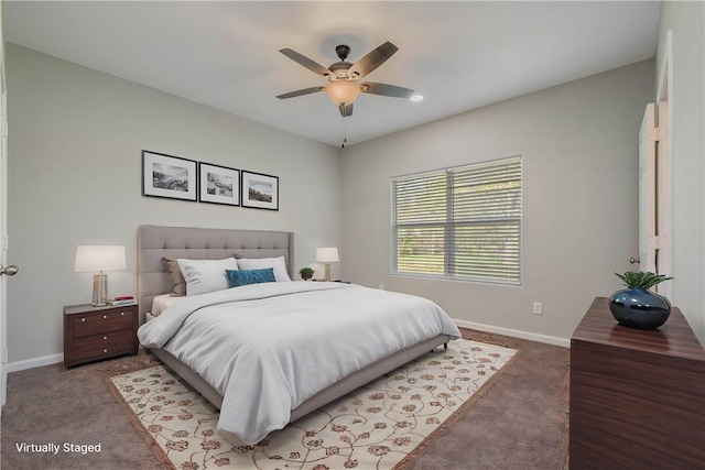 bedroom with carpet and ceiling fan